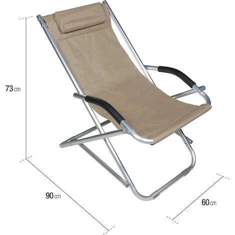 Coppia Di Sedie A Sdraio Oscillante Poltrona Pieghevole In Alluminio Tubolare Ossidato E Tessuto Traspirante 600D Portatile Leggera Mare Spiaggia Camping Campeggio 73 X 90 X 60 Cm (Beige) 6 Coppia Di Sedie A Sdraio Oscillante Poltrona Pieghevole In Alluminio Tubolare Ossidato E Tessuto Traspirante 600D Portatile Leggera Mare Spiaggia Camping Campeggio 73 X 90 X 60 Cm (Beige) - immagine 4