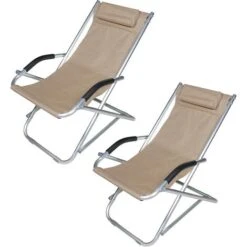 Coppia Di Sedie A Sdraio Oscillante Poltrona Pieghevole In Alluminio Tubolare Ossidato E Tessuto Traspirante 600D Portatile Leggera Mare Spiaggia Camping Campeggio 73 X 90 X 60 Cm (Beige) 11 Coppia Di Sedie A Sdraio Oscillante Poltrona Pieghevole In Alluminio Tubolare Ossidato E Tessuto Traspirante 600D Portatile Leggera Mare Spiaggia Camping Campeggio 73 X 90 X 60 Cm (Beige) -Giardino di Lusso 98653625 5