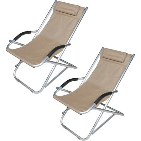 Coppia Di Sedie A Sdraio Oscillante Poltrona Pieghevole In Alluminio Tubolare Ossidato E Tessuto Traspirante 600D Portatile Leggera Mare Spiaggia Camping Campeggio 73 X 90 X 60 Cm (Beige) 7 Coppia Di Sedie A Sdraio Oscillante Poltrona Pieghevole In Alluminio Tubolare Ossidato E Tessuto Traspirante 600D Portatile Leggera Mare Spiaggia Camping Campeggio 73 X 90 X 60 Cm (Beige) - immagine 5