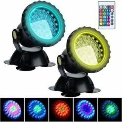 Proiettore Per Acquario RGB, Luce Per Pesci Sommergibile Sott'acqua, Lampada A LED Impermeabile IP68 Luce Ad Angolo Regolabile Con Telecomando Per Fontana Da Giardino Con Laghetto (confezione Da 2) -Giardino di Lusso 98702700 3