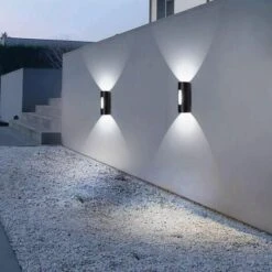Applique Da Parete Per Esterni LED Lampada Da Parete Per Esterni Moderna Impermeabile In Metallo Lampada Da Esterno/interno Per Cortile Giardino Terrazza Chiudi Parete Patio Villa Corridoio Bianco Fre -Giardino di Lusso 98714740 3