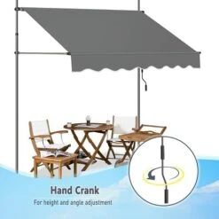 WOLTU Tenda Da Sole Per Esterno. Tenda Parasole Senza Perforazione. Telo Ombreggiante Con Manovella. Altezza Regolabile. Per Balcone. Veranda. Terrazza. 250 Cm. Grigio Carbone -Giardino di Lusso 98916771 4