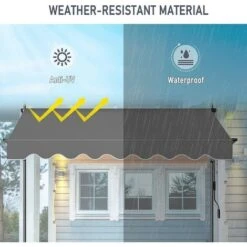 WOLTU Tenda Da Sole Per Esterno. Tenda Parasole Senza Perforazione. Telo Ombreggiante Con Manovella. Altezza Regolabile. Per Balcone. Veranda. Terrazza. 250 Cm. Grigio Carbone -Giardino di Lusso 98916771 5