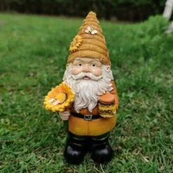 Gnomo Statua Da Giardino All'aperto Sculture Da Giardino In Resina E Statua Statuetta Da Giardino Impermeabile Per Giardino Di Casa Outdoor Bambini Ragazzi Ragazze (Apicoltore Con Girasole) -Giardino di Lusso 99776762 3
