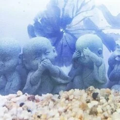 Mini Statua Di Buddha Decorazione Acquario Zen Arenaria Piccolo Monaco Figurine Decor 4 Pezzi,Grigio -Giardino di Lusso 99776830 5